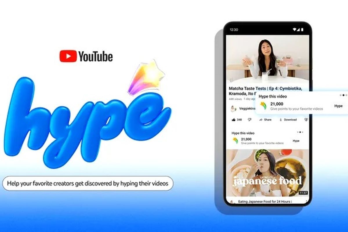 Ilustrasi fitur Hype di YouTube