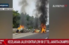 Kecelakaan Maut di Jalur "Contraflow" Tol Jakarta-Cikampek Km 58, Dua Mobil Terbakar