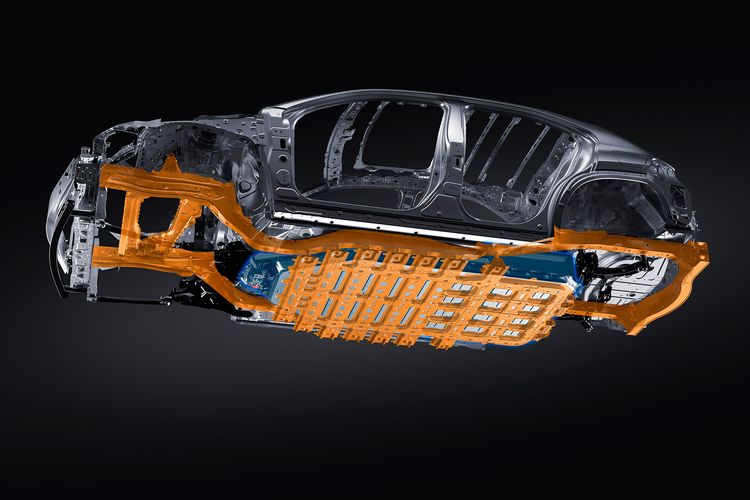 Rangka dan baterai pada mobil listrik murni Toyota, Lexus UX 300e.