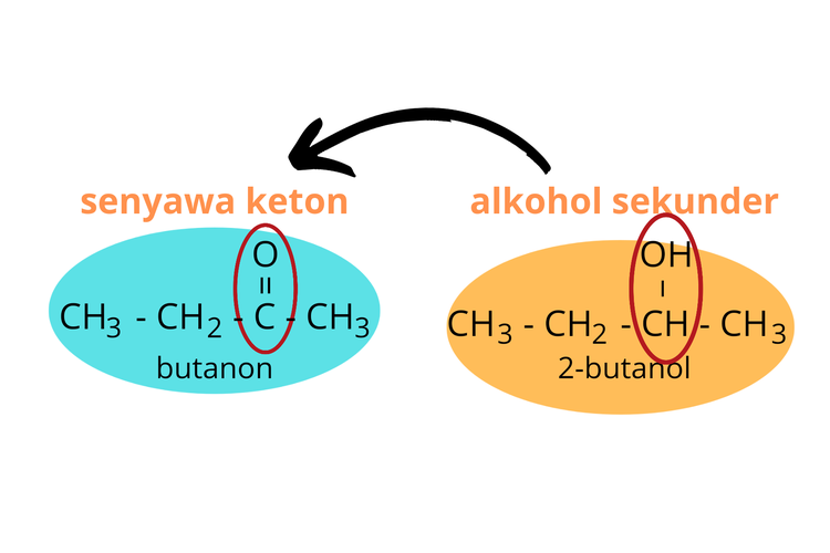 Oksidasi 2-butanol yang menghasilkan senyawa keton butanon