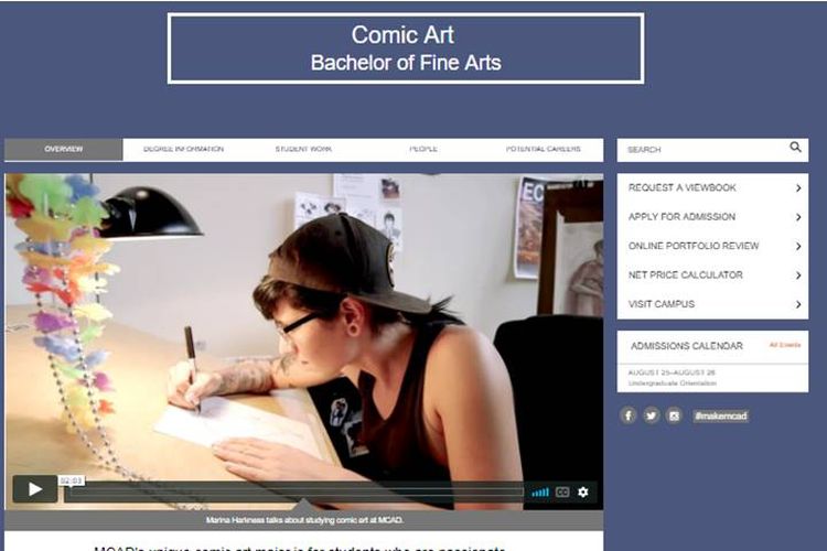 Minneapolis College of Arts and Design menyediakan jurusan Comic Arts
