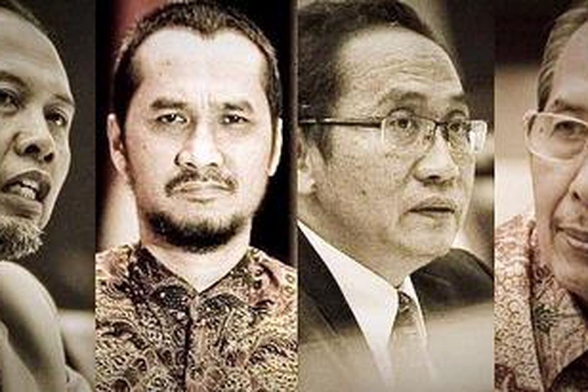 Dari kiri ke kanan: Bambang Widjojanto, Abraham Samad, Adnan Pandu Praja, dan Zulkarnain.