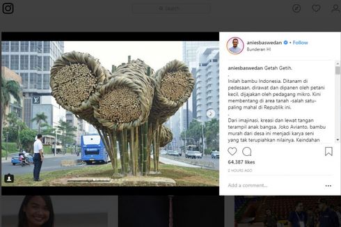 Karya Seni dari Bambu Dipasang di Bundaran HI untuk Sambut Asian Games