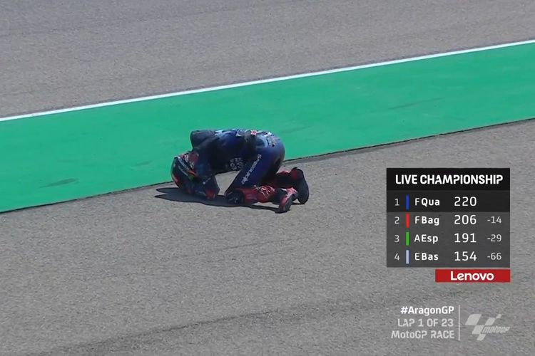 Fabio alami kecelakaan usai menabrak belakang motor Marquez