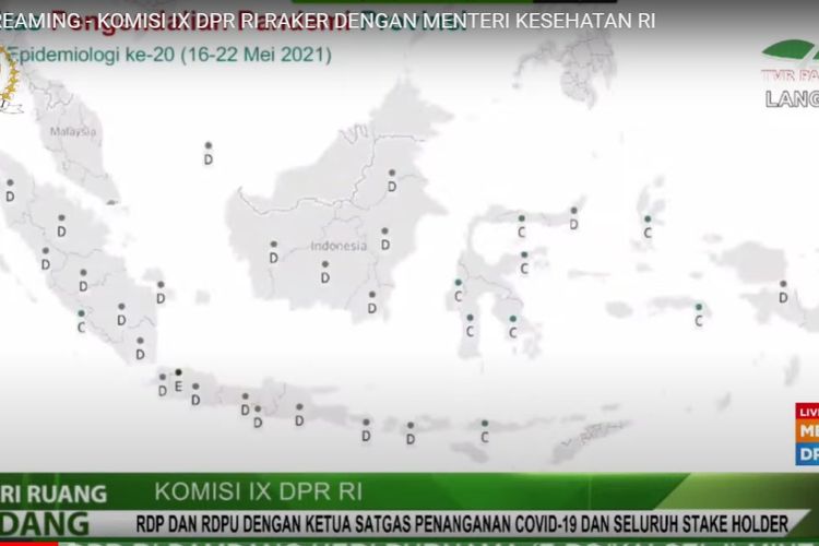 Peta penilaian pelayanan pandemi Covid-19 di Indonesia dari Kementrian Kesehatan, Kamis (27/5/2021)