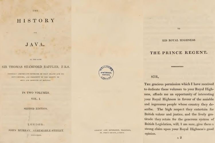 Buku The History of Java karangan Sir Thomas Stamford Raffles.
