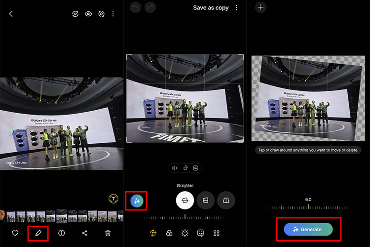 Cara edit foto miring di Samsung Galaxy S24 Ultra pakai fitur Galaxy Ai