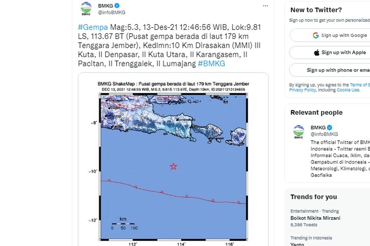 Gempa terkini guncang Jember M 5,3. Guncangan gempa Jember terasa di selatan Jawa Timur hingga Bali.