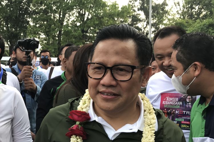 Ketua Umum Partai Kebangkitan Bangsa (PKB) Muhaimin Iskandar saat ditemui di Alun-alun Kota Tangerang, Minggu (12/6/2022).