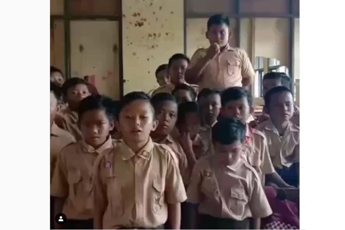 Video siswa SD Negeri Samudrajaya 04, Tarumajaya, Kabupaten Bekasi, viral di media sosial.