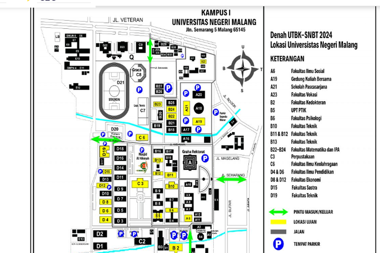 Lokasi ujian UTBK 2024 di Pusat UTBK Universitas Negeri Malang.