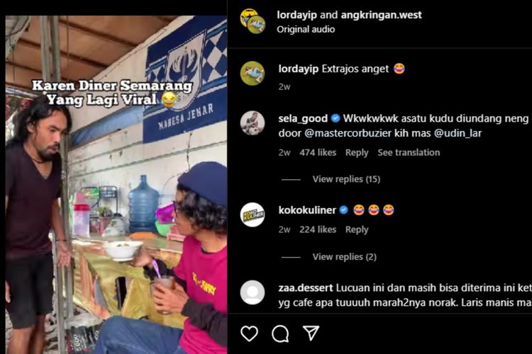 Angkringan West di Semarang, Jawa Tengah dijuluki sebagai Karen's Dinner versi lokal lantaran gaya Udin sang pemilik angkringan yang kerap memarahi pelanggannya.