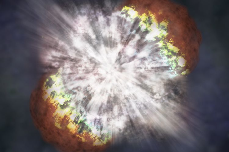 Ilustrasi yang dibuat NASA untuk menggambarkan ledakan bintang yang menghasilkan supernova. 