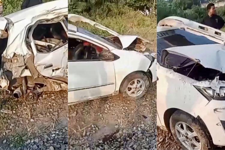Terobos Perlintasan, Mobil Pelajar SMA Ditabrak Kereta Babaranjang di Lampung Utara