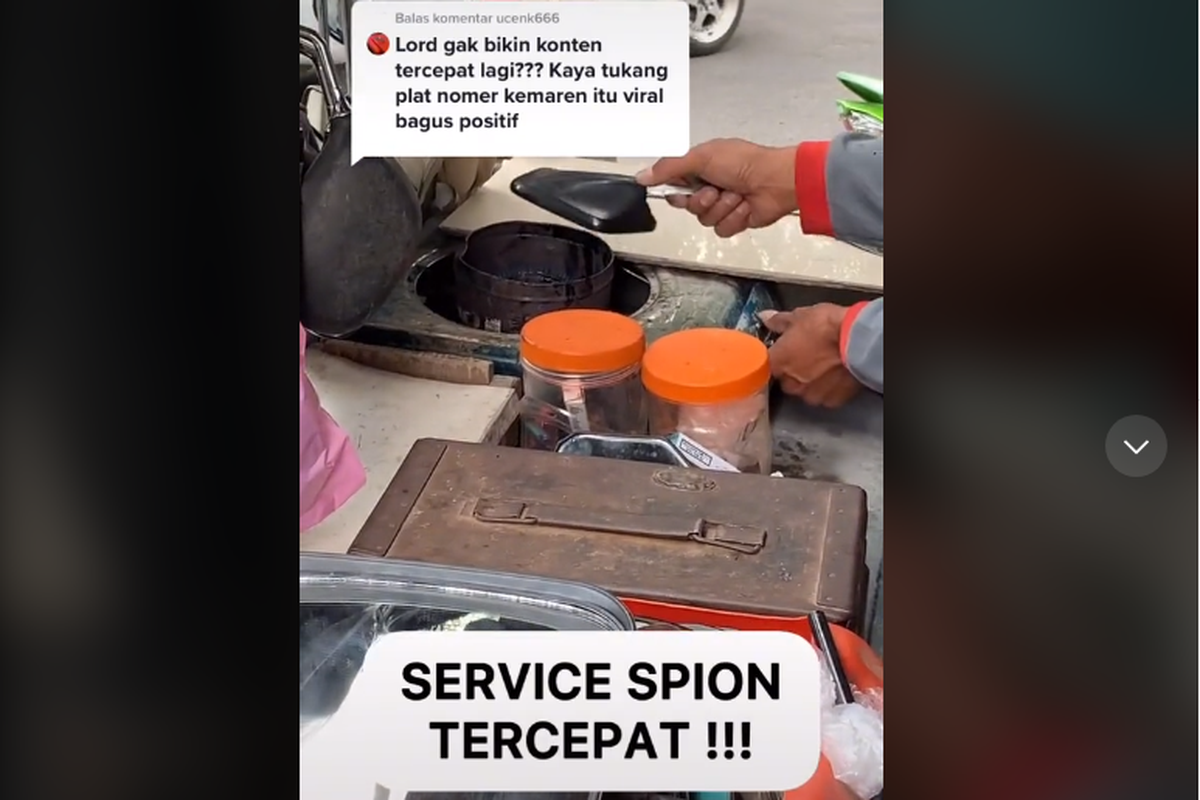 Tangkapan layar video servis spion hanya dalam hitungan detik.