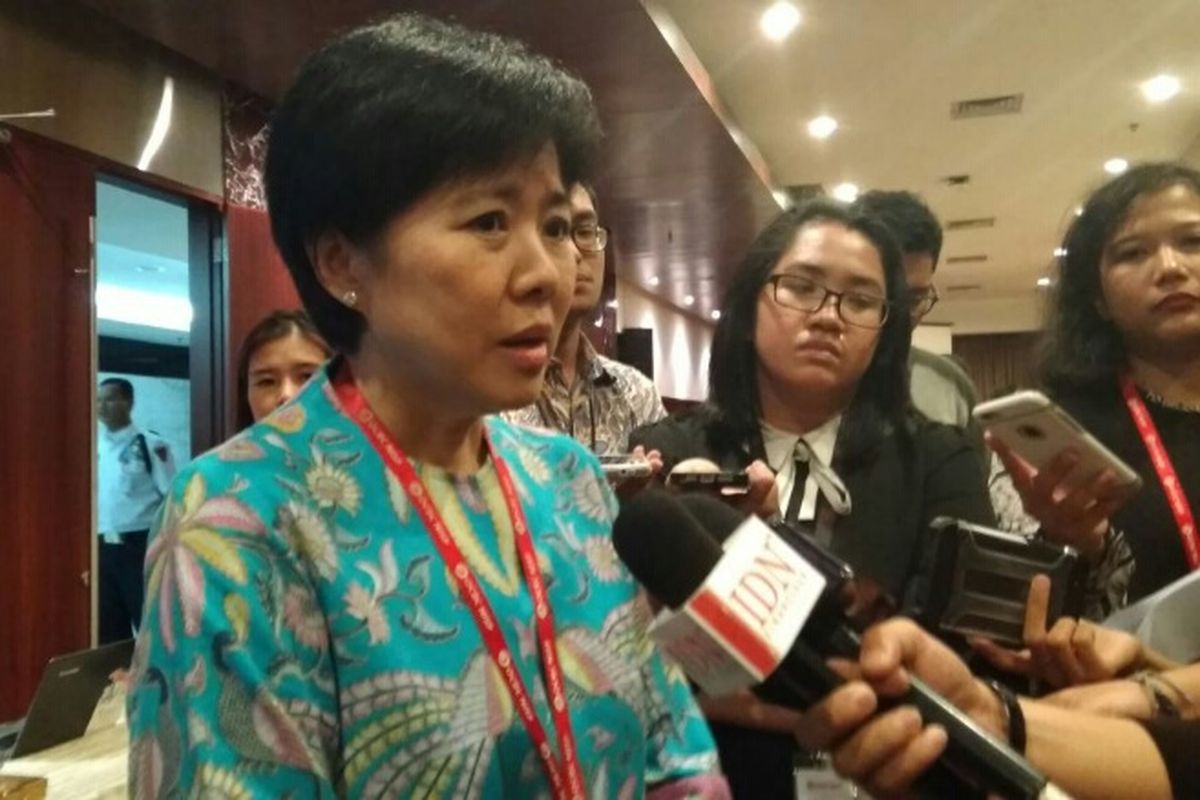 Presiden Direktur Bank OCBC NISP Parwati Surjaudjaja, di Kantor Pusat Bank OCBC NISP Jakarta, Senin (21/5/2018).