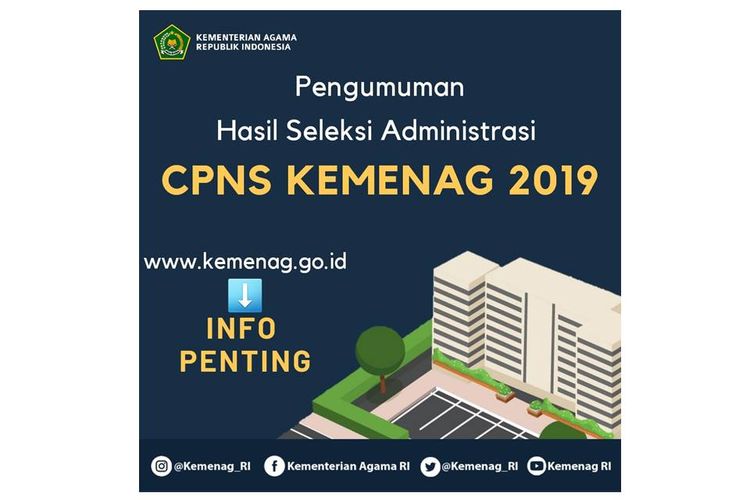 Pengumuman hasil seleksi administrasi CPNS Kemenag 2019