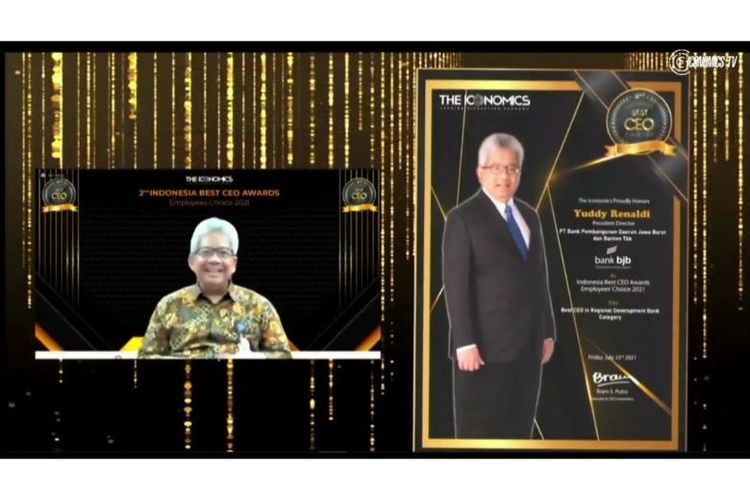 Dirut BJB Yuddy Renaldi meraih predikat ''Indonesia Best CEO Award 2021-Employees' Choice'' dalam kategori Bank Pembangunan Daerah (BPD).