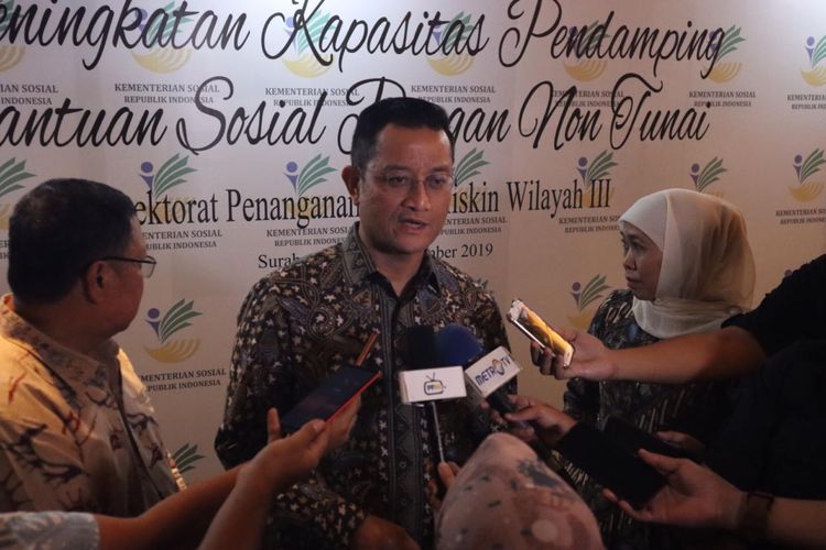 Menteri Sosial Juliari P. Batubara menghadiri Peningkatan Kapasitas Pendamping BPNT 2019, di Hotel Vasa Surabaya, Kamis (12/12/2019).