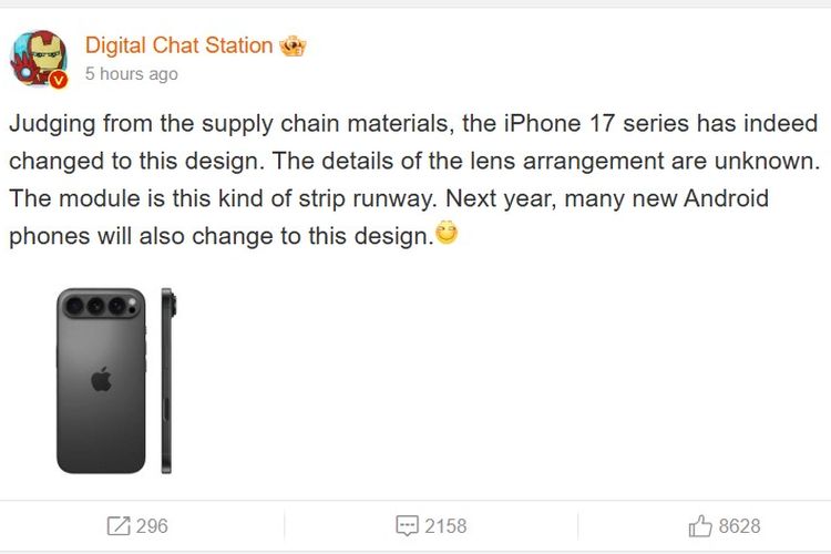 Pembocor gadget kenamaan, Digital Chat Station, mengungkap bocoran desain iPhone 17. Apple konon akan merombak modul kamera di jajaran iPhone 17. 