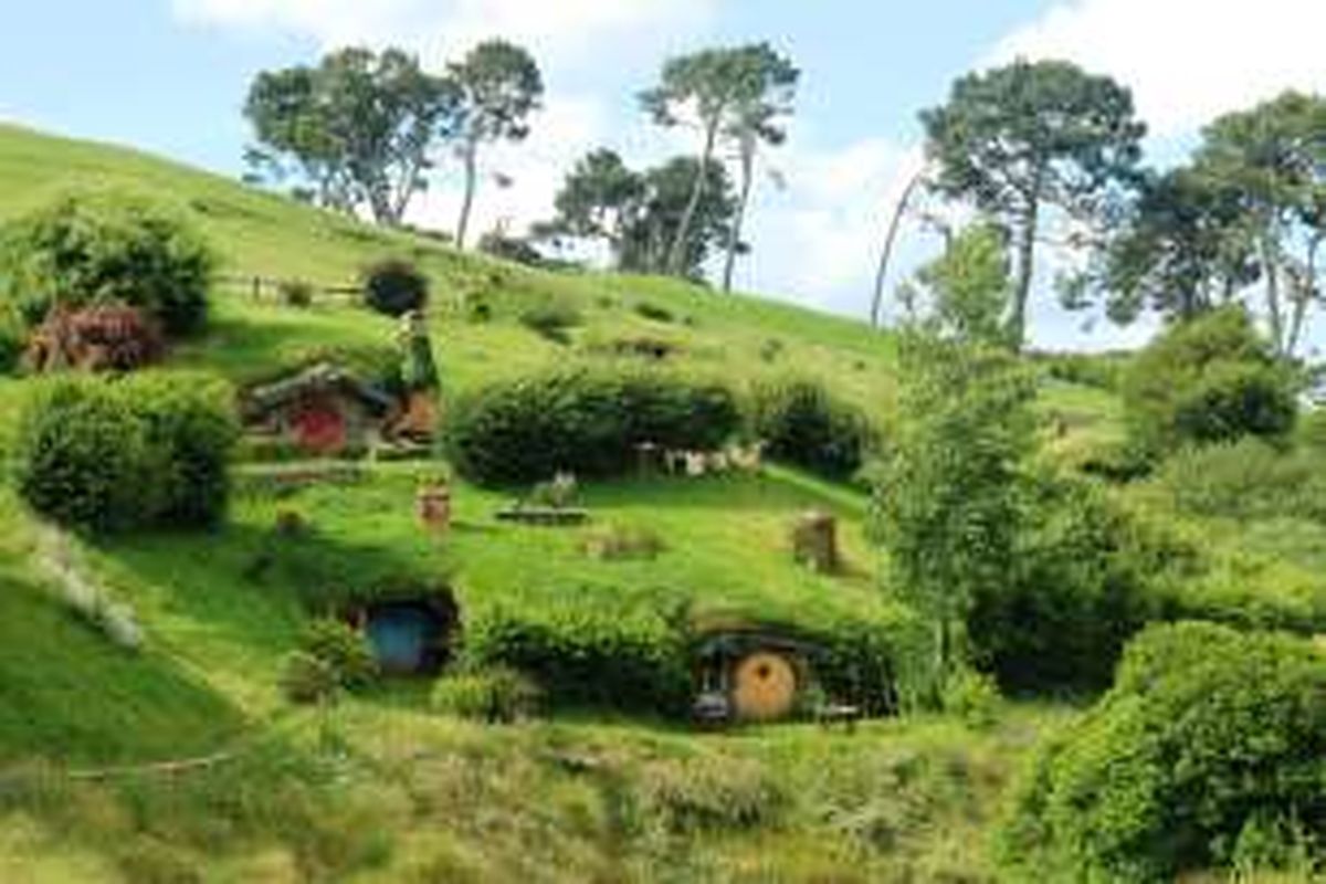 Hobbiton Movie Set di Matamata, Selandia Baru. 
