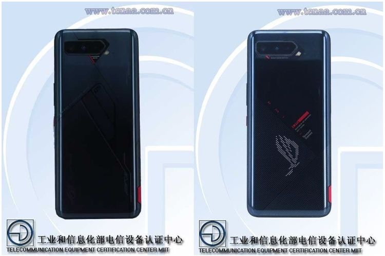 ROG Phone 5 disinyalir akan hadir dalam dua versi, yakni model ASUS_I005DA (kanan) dan  ASUS_I005DA (kiri).