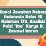 Kunci Jawaban Bahasa Indonesia Kelas 10 Halaman 173, Analisis Puisi “Ibu” Karya D. Zawawi Imron