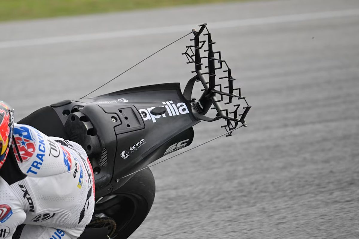 Buntut motor MotoGP Aprilia, pasang aero rakes buat mengumpulkan data aliran dan kecepatan udara