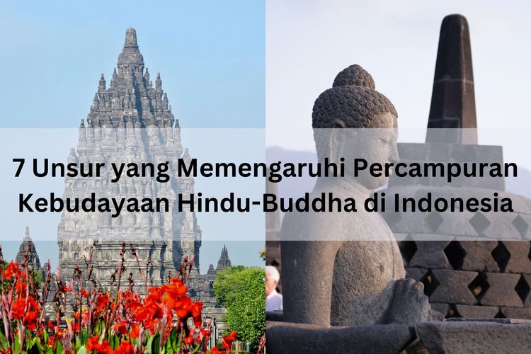 Ilustrasi 7 unsur yang memengaruhi percampuran kebudayaah Hindu-Buddha di Indonesia