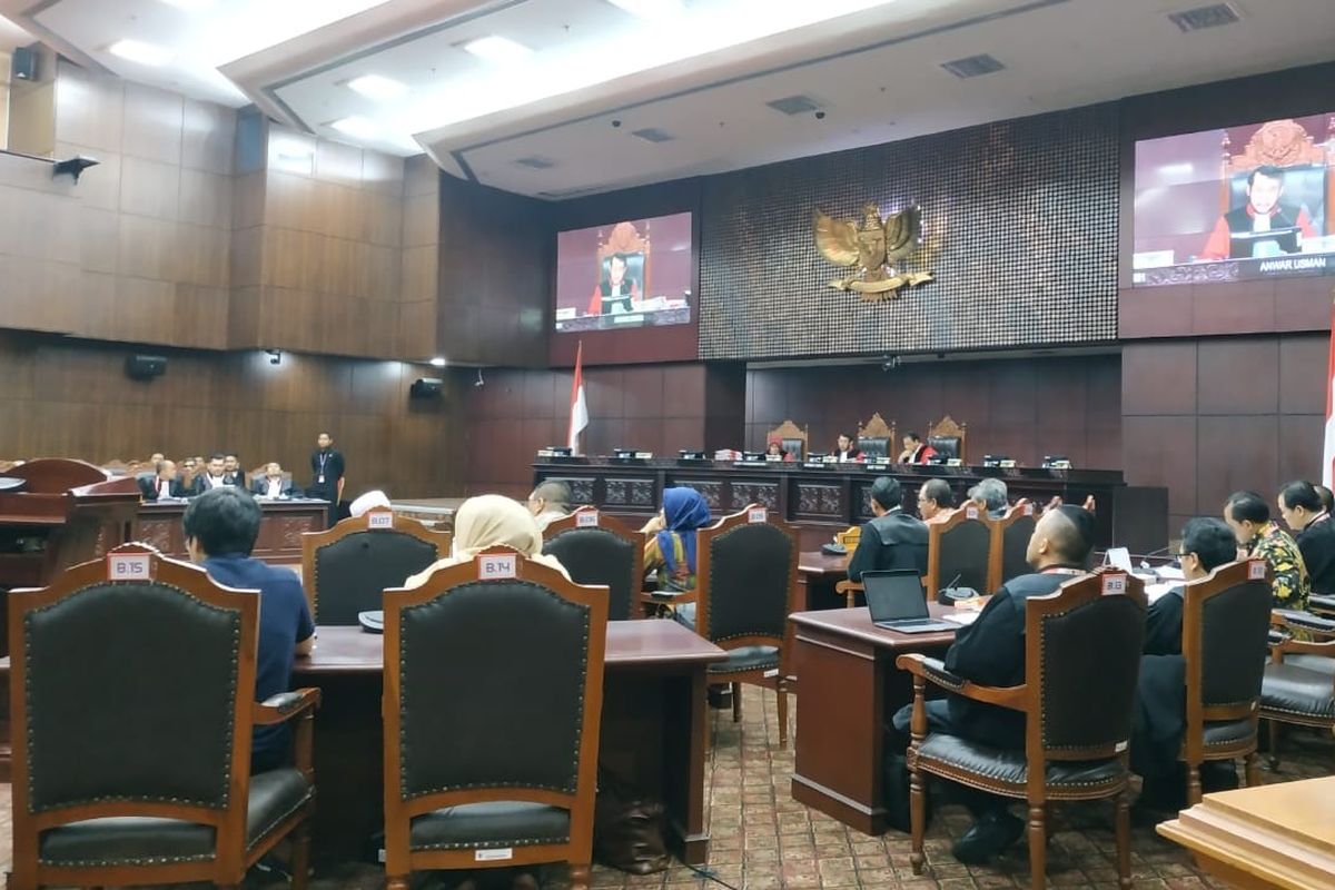 Sidang Sengketa Hasil Pileg di Mahkamah Konstitusi (MK), Jakarta Pusat, Selasa (9/7/2019).
