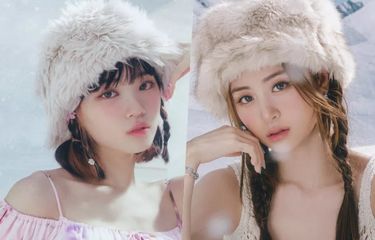 Dua member girl group LE SSERAFIM, Kim Chaewon (kiri) dan Huh Yunjin, mengalami kecelakaan mobil pada Rabu (19/10/2022).