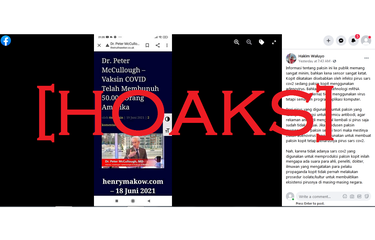 Akun Facebook Hakim Waluyo menyebut vaksin Covid-19, Pfizer dan Moderna, mengandung program aplikasi komputer.