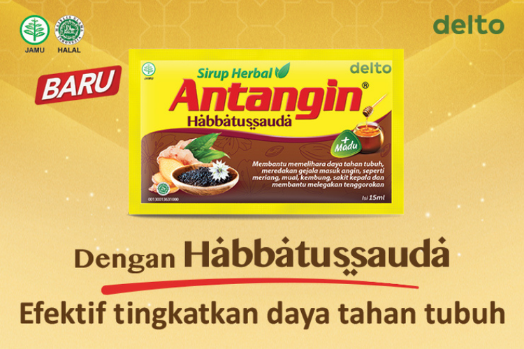 Antangin Habbatussauda dilengkapi bahan herbal yang baik untuk meningkatkan daya tahan tubuh. 