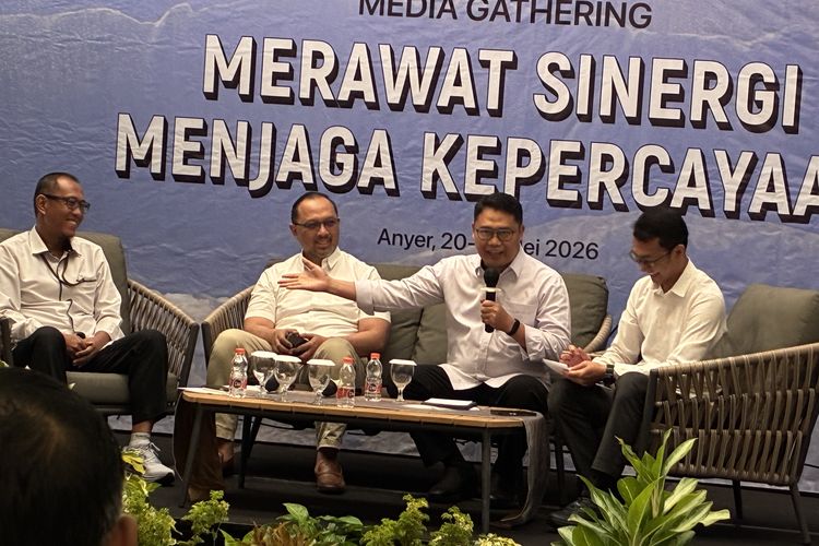 Deputi Penindakan dan Eksekusi KPK Asep Guntur Rahayu dalam acara Media Briefing di Anyer, Banten, Rabu (20/5/2026).