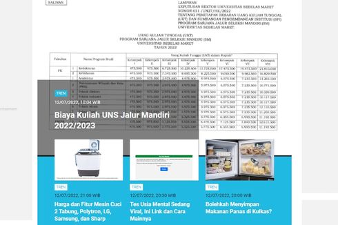 [POPULER TREN] Biaya Kuliah UNS Jalur Mandiri | Aturan Terbaru Naik Pesawat