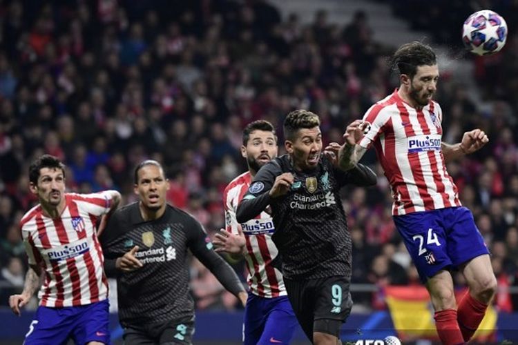 Laga Atletico Madrid vs Liverpool pada leg pertama babak 16 besar Liga Champions di Stadion Wanda Metropolitano, 19 Februari 2020.