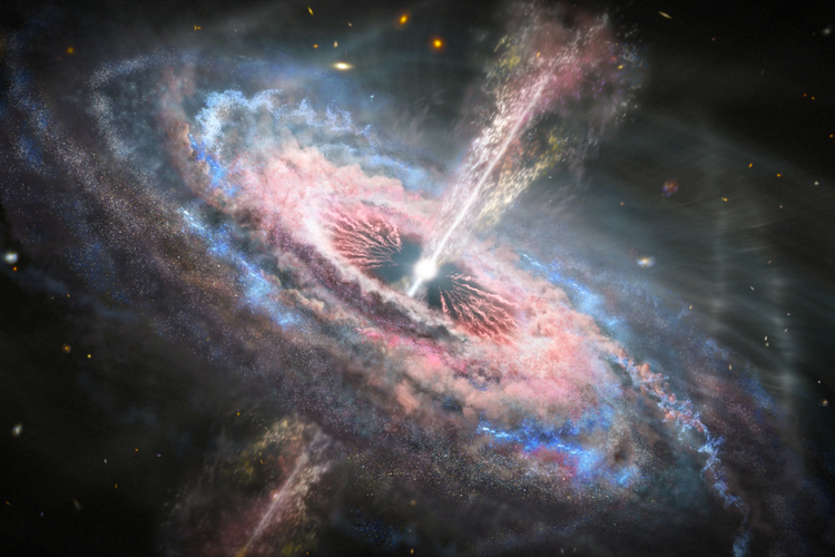Quasar adalah lubang hitam supermasif yang sangat terang, jauh, dan aktif dengan massa jutaan hingga miliaran kali Matahari. Di antara objek paling terang di alam semesta, cahaya quasar mengalahkan cahaya semua bintang di galaksi induknya. Quasar memakan materi yang jatuh dan melepaskan semburan angin dan radiasi, membentuk galaksi tempat mereka tinggal.