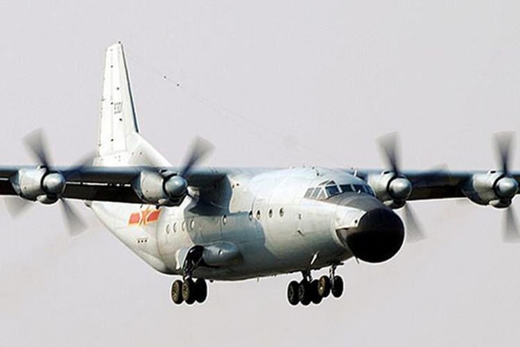 Pesawat angkut jenis Y-8 yang disebut menjadi pesawat yang mengalami kecelakaan saat latihan Angkatan Udara China, Senin (29/1/2018).