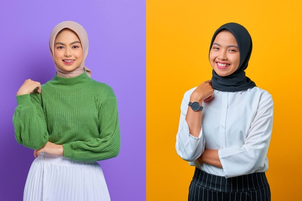 Ilustrasi mix and match warna hijab