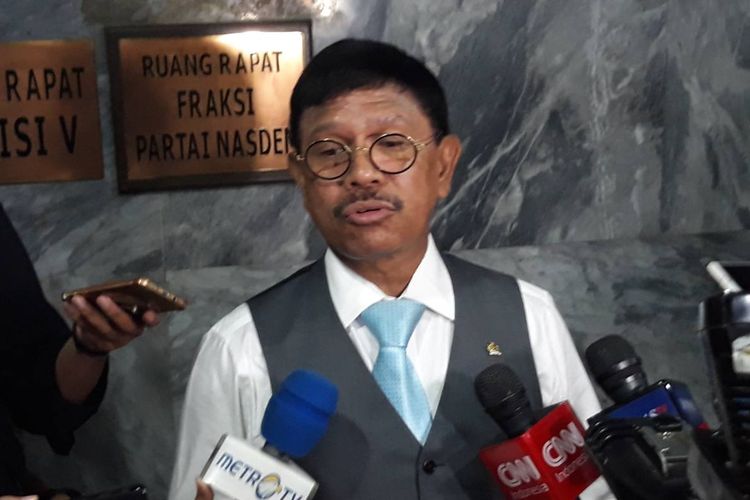 Sekretaris Jenderal (Sekjen) Nasdem Johnny G Plate di Kompleks Parlemen, Senayan, Jakarta, Kamis (3/10/2019).