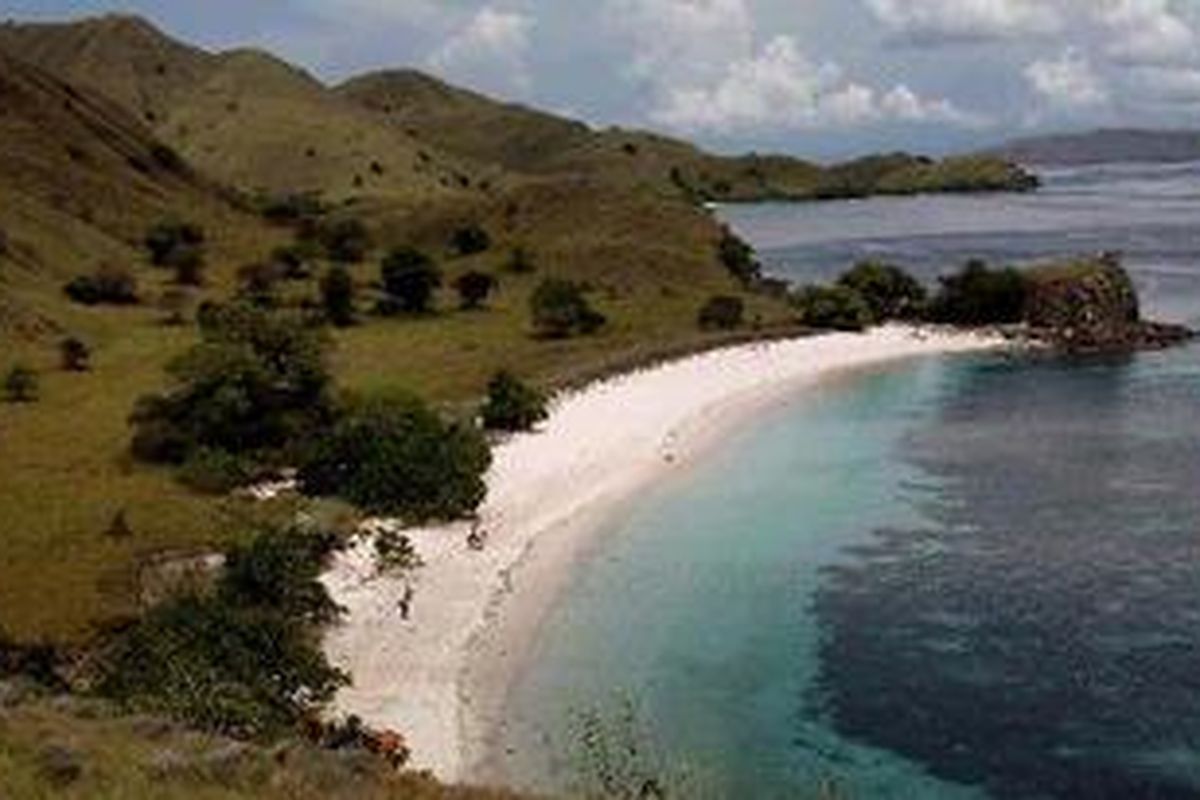 Pemandangan Pink Beach di kawasan Taman Nasional Komodo, Manggarai Barat, Nusa Tenggara Timur, Selasa (30/11/2010).
