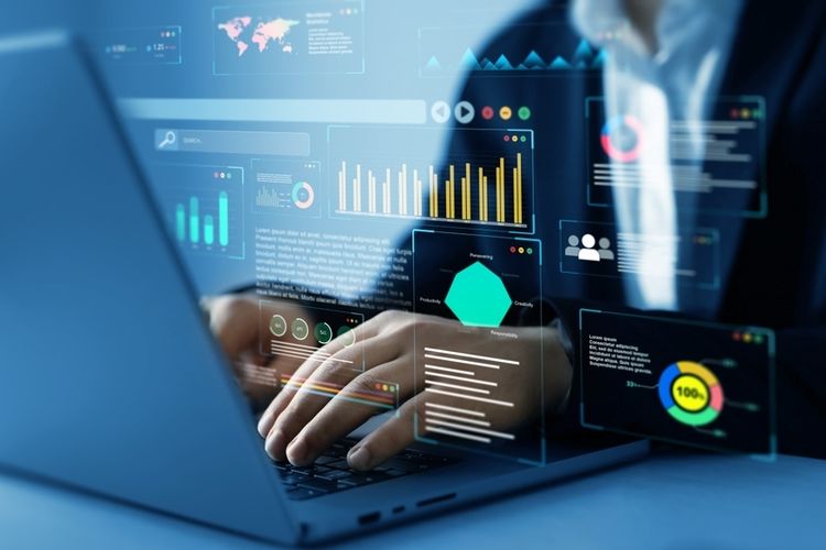 Ilustrasi dasbor yang biasa dipakai untuk analisis bisnis.