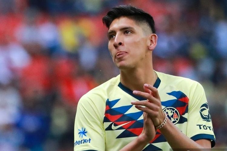 Edson Alvarez dari America dalam pertandingan turnamen Meksiko Apertura 2019 di stadion tje Azteca di Mexico City, pada 20 Juli 2019.