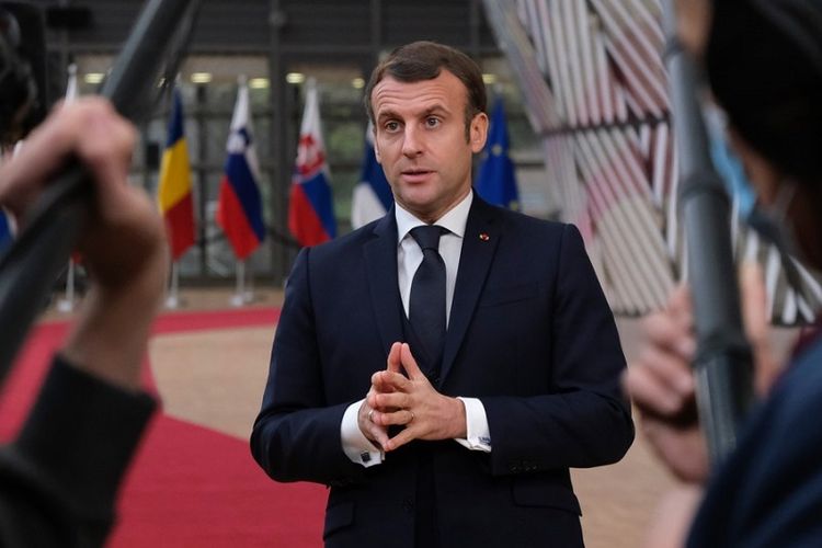 Presiden Perancis Emmanuel Macron saat tiba di KTT Uni Eropa di Brussel, Belgia, pada 10 Desember 2020. 