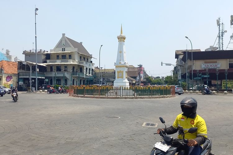 Pagar baru yang dipasang oleh Pemkot Yogyakarta di Tugu Pal Putih, Jumat (29/9/2023)