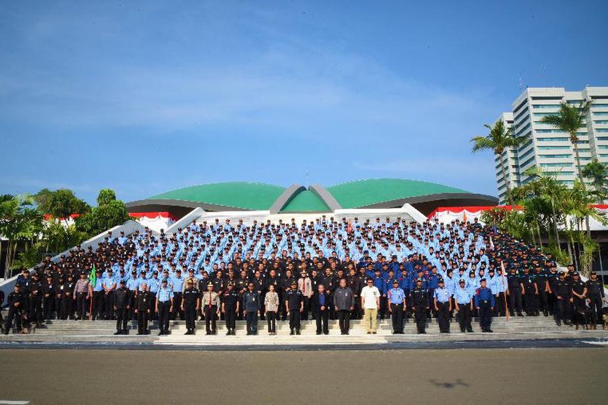 Apel Bersama Pengamanan Lingkungan Gedung MPR/DPR/DPR RI, Rabu (7/8/2019).
