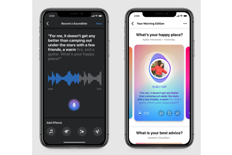 Fitur Soundbites di aplikasi Facebook
