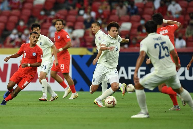 Laga Grup A Piala AFF, Thailand vs Singapura, di National Stadium, Singapura, Sabtu (18/12/2021) malam WIB.