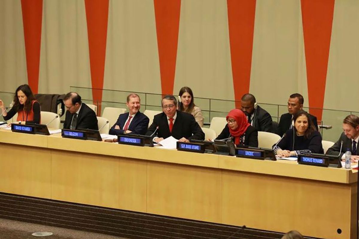 Perwakilan Indonesia dalam pertemuan Arria-Formula DK PBB di Markas Besar PBB, New York, Selasa (12/11/2019).