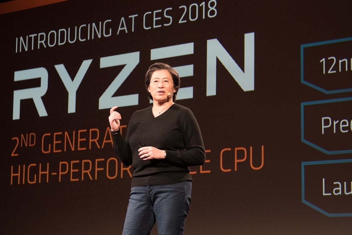 CEO AMD Lisa Su dalam acara AMD Tech Day 2018 di Las Vegas, Amerika Serikat pada Sabtu (6/1/2018).